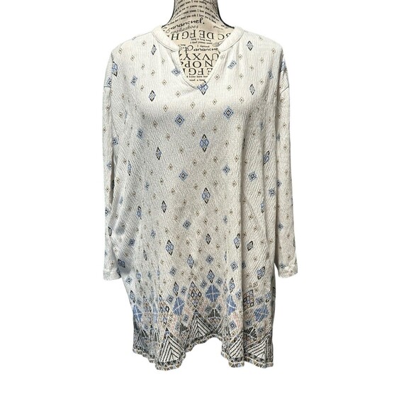 Bit & Bridle Stretchy Multicolor Top Shirt Size 1X Southwestern Coastal Cowgirl - Picture 1 of 6